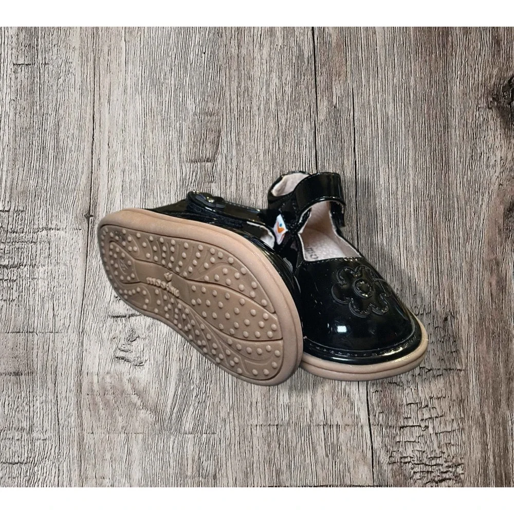 MOOSHU Trainers Squeeker Flower Mary Jane Shoes Black Patent Size 5 Leather J645